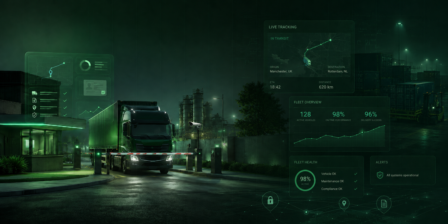 Control operacional en tiempo real para plantas, porter&iacute;as y log&iacute;stica